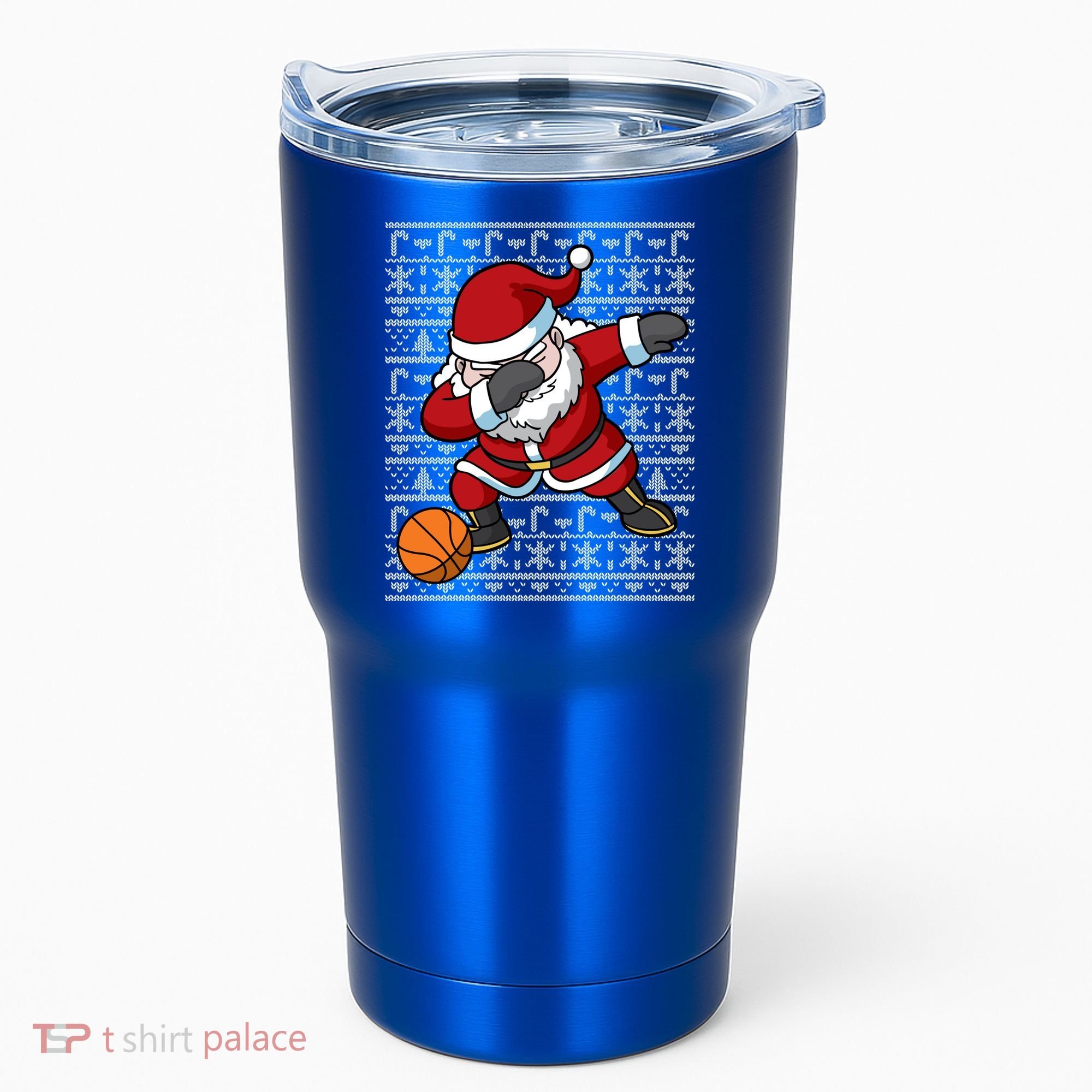 Dabbing Santa Basketball Ugly Christmas Sweater Pattern Cool Gift Tumbler