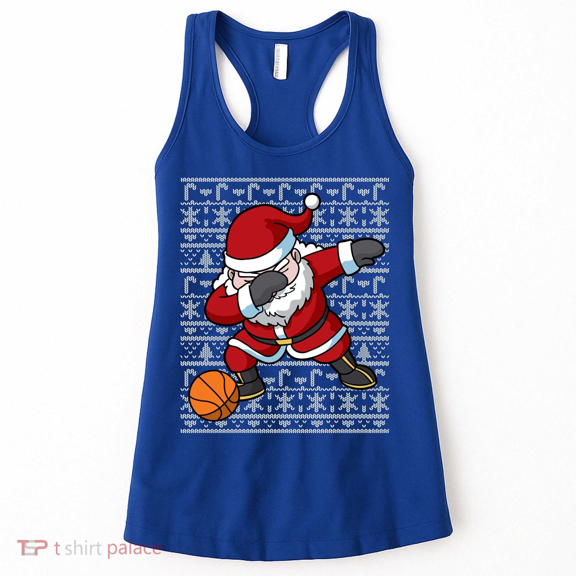 Dabbing Santa Basketball Ugly Christmas Sweater Pattern Cool Gift Women's Tank Top