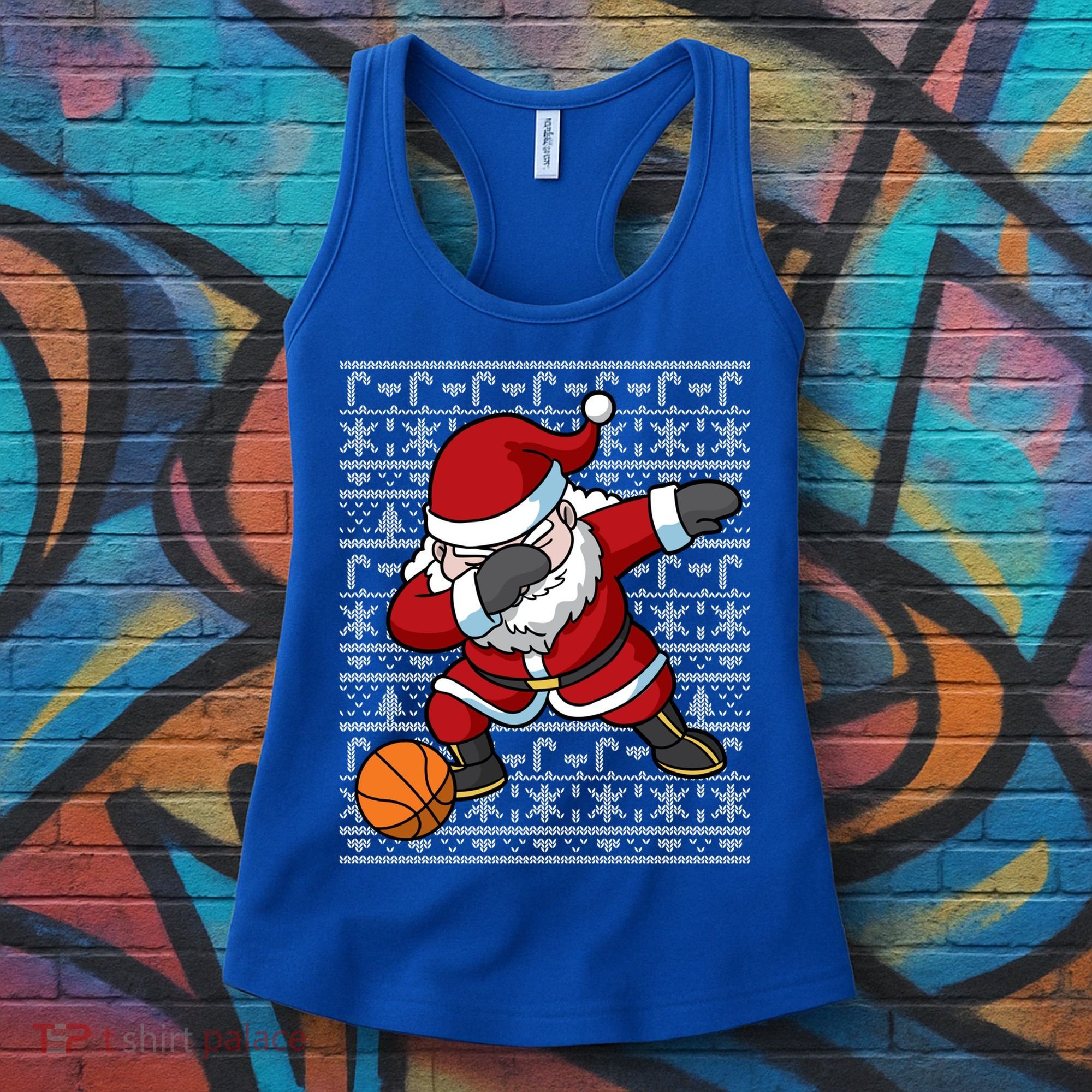 Dabbing Santa Basketball Ugly Christmas Sweater Pattern Cool Gift Women's Tank Top