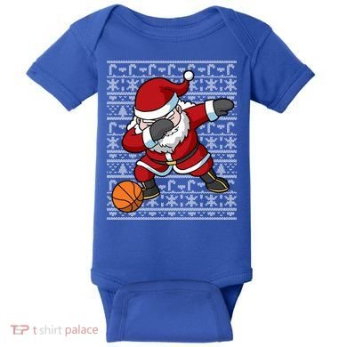 Dabbing Santa Basketball Ugly Christmas Sweater Pattern Cool Gift Baby Bodysuit