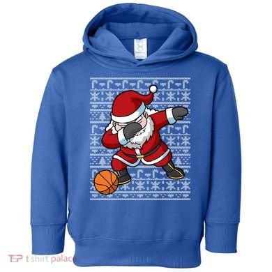 Dabbing Santa Basketball Ugly Christmas Sweater Pattern Cool Gift Toddler Hoodie