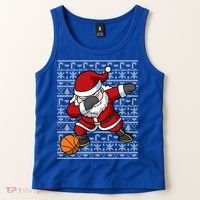 Dabbing Santa Basketball Ugly Christmas Sweater Pattern Cool Gift Tank Top thumb 2