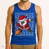 Dabbing Santa Basketball Ugly Christmas Sweater Pattern Cool Gift Tank Top thumb 3