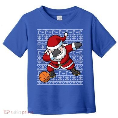 Dabbing Santa Basketball Ugly Christmas Sweater Pattern Cool Gift Toddler T-Shirt