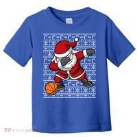 Dabbing Santa Basketball Ugly Christmas Sweater Pattern Cool Gift Toddler T-Shirt thumb 0