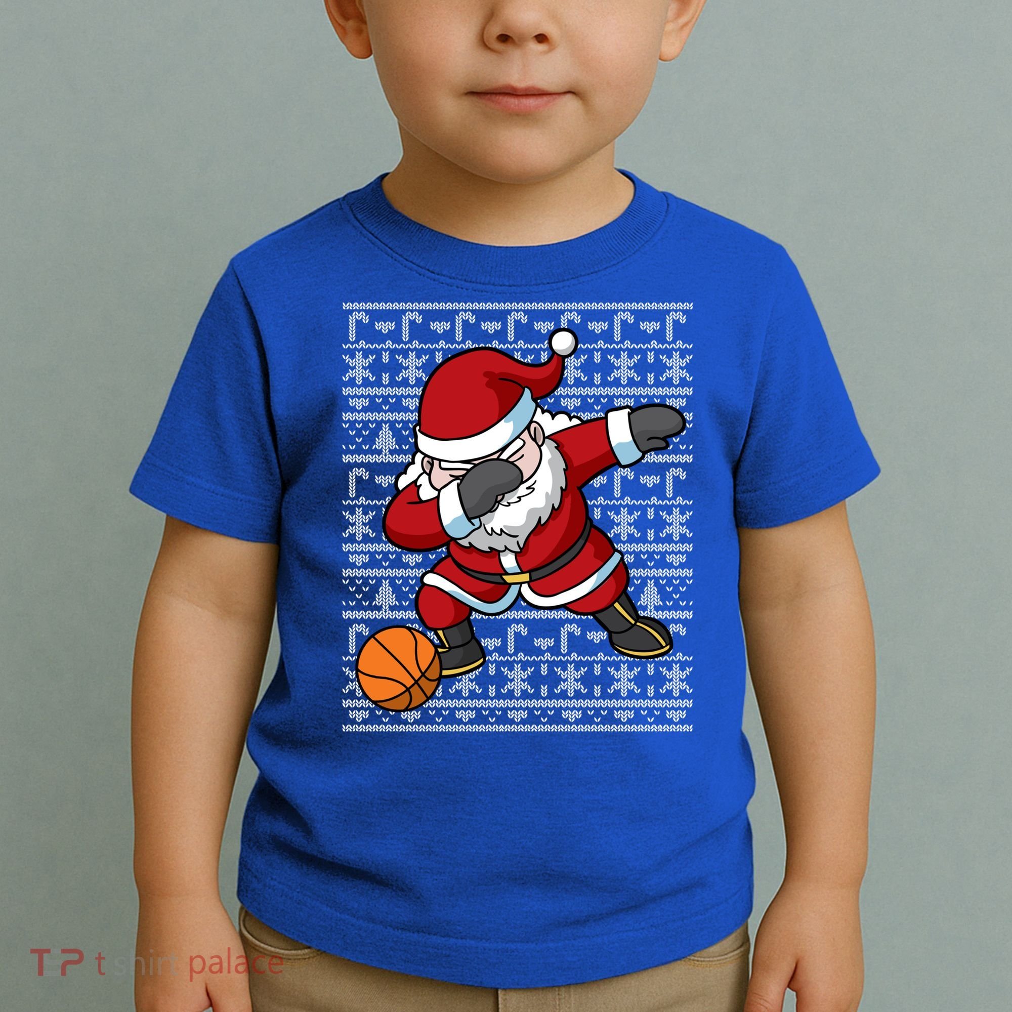 Dabbing Santa Basketball Ugly Christmas Sweater Pattern Cool Gift Toddler T-Shirt