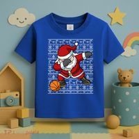 Dabbing Santa Basketball Ugly Christmas Sweater Pattern Cool Gift Toddler T-Shirt thumb 3