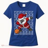 Dabbing Santa Basketball Ugly Christmas Sweater Pattern Cool Gift Women's T-Shirt thumb 0