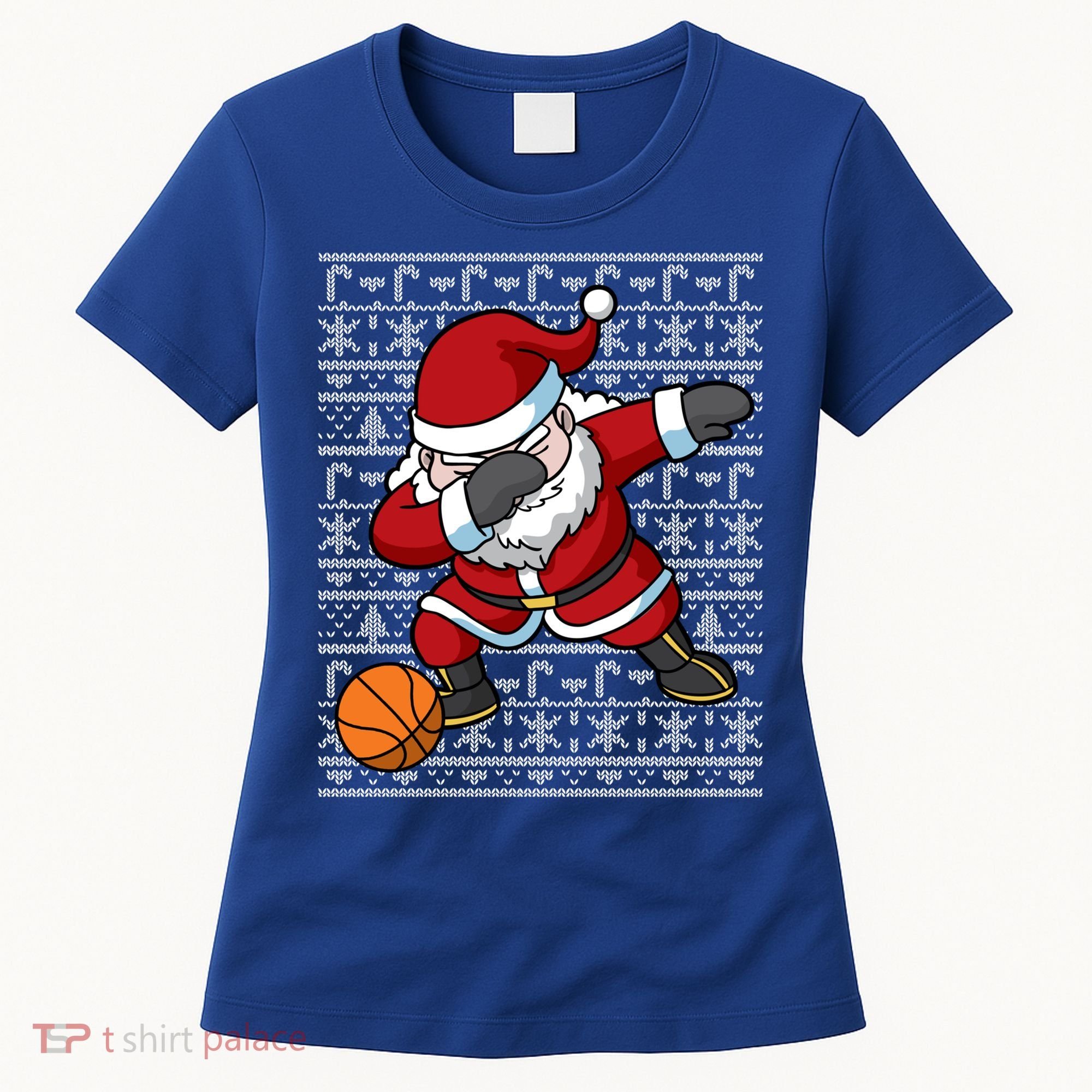 Dabbing Santa Basketball Ugly Christmas Sweater Pattern Cool Gift Women's T-Shirt