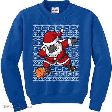 Dabbing Santa Basketball Ugly Christmas Sweater Pattern Cool Gift Kids Sweatshirt