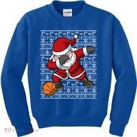 Dabbing Santa Basketball Ugly Christmas Sweater Pattern Cool Gift Kids Sweatshirt thumb 0