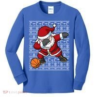 Dabbing Santa Basketball Ugly Christmas Sweater Pattern Cool Gift Kids Long Sleeve Shirt thumb 0