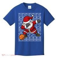Dabbing Santa Basketball Ugly Christmas Sweater Pattern Cool Gift Kids T-Shirt thumb 0