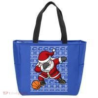 Dabbing Santa Basketball Ugly Christmas Sweater Pattern Cool Gift Tote Bag thumb 0