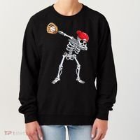 Dabbing Skeleton Baseball Halloween Player Catcher Pitcher Women's Sweatshirt thumb 0