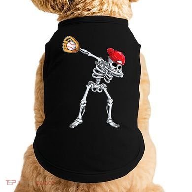Dabbing Skeleton Baseball Halloween Player Catcher Pitcher Doggie Tank