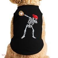 Dabbing Skeleton Baseball Halloween Player Catcher Pitcher Doggie Tank thumb 0