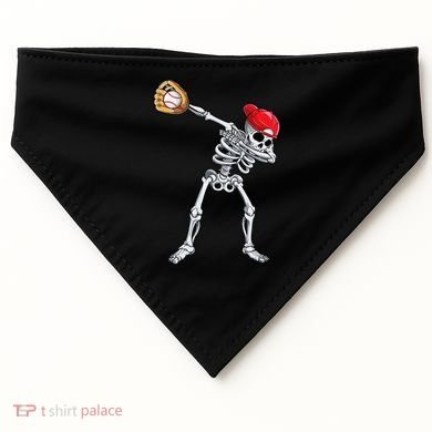Dabbing Skeleton Baseball Halloween Player Catcher Pitcher USA-Made Doggie Bandana