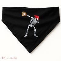 Dabbing Skeleton Baseball Halloween Player Catcher Pitcher USA-Made Doggie Bandana thumb 0