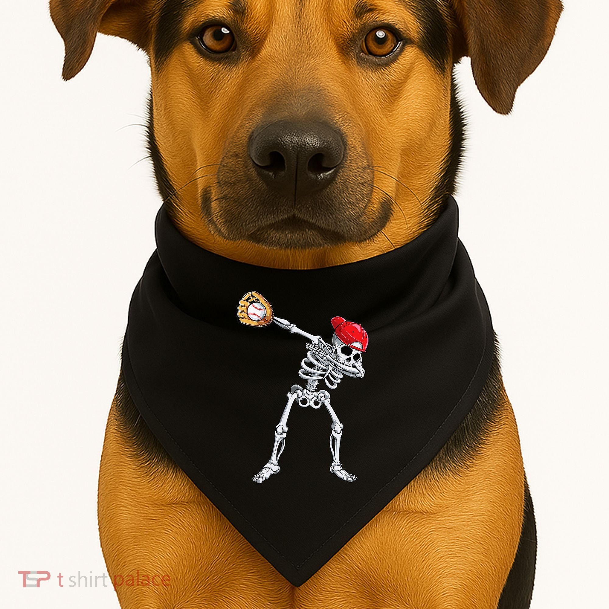 Dabbing Skeleton Baseball Halloween Player Catcher Pitcher USA-Made Doggie Bandana