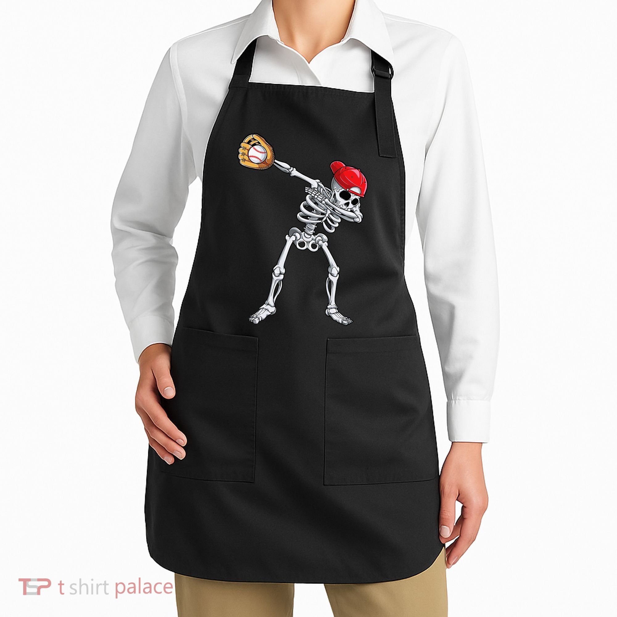 Dabbing Skeleton Baseball Halloween Player Catcher Pitcher Apron