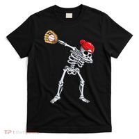 Dabbing Skeleton Baseball Halloween Player Catcher Pitcher T-Shirt thumb 0