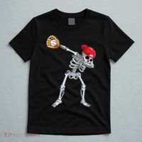Dabbing Skeleton Baseball Halloween Player Catcher Pitcher T-Shirt thumb 5