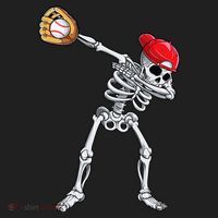 Dabbing Skeleton Baseball Halloween Player Catcher Pitcher Beanie thumb 2