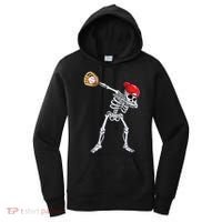 Dabbing Skeleton Baseball Halloween Player Catcher Pitcher Women's Hoodie thumb 0