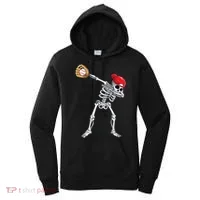 Dabbing Skeleton Baseball Halloween Player Catcher Pitcher Women's Hoodie thumb 0