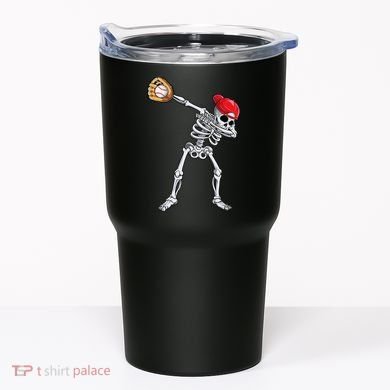 Dabbing Skeleton Baseball Halloween Player Catcher Pitcher Tumbler