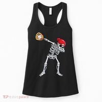 Dabbing Skeleton Baseball Halloween Player Catcher Pitcher Women's Tank Top thumb 0