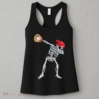 Dabbing Skeleton Baseball Halloween Player Catcher Pitcher Women's Tank Top thumb 3