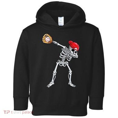 Dabbing Skeleton Baseball Halloween Player Catcher Pitcher Toddler Hoodie