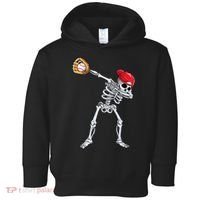 Dabbing Skeleton Baseball Halloween Player Catcher Pitcher Toddler Hoodie thumb 0