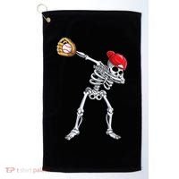Dabbing Skeleton Baseball Halloween Player Catcher Pitcher Golf Towel thumb 0