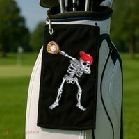 Dabbing Skeleton Baseball Halloween Player Catcher Pitcher Golf Towel thumb 2