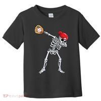 Dabbing Skeleton Baseball Halloween Player Catcher Pitcher Toddler T-Shirt thumb 0
