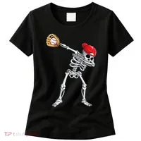 Dabbing Skeleton Baseball Halloween Player Catcher Pitcher Women's T-Shirt thumb 0