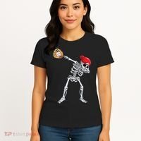 Dabbing Skeleton Baseball Halloween Player Catcher Pitcher Women's T-Shirt thumb 4