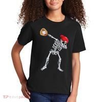 Dabbing Skeleton Baseball Halloween Player Catcher Pitcher Kids T-Shirt thumb 2
