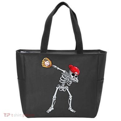 Dabbing Skeleton Baseball Halloween Player Catcher Pitcher Tote Bag