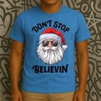 Don't Stop Believin Santa Christmas Boys Girls Funny Xmas Gift T-Shirt thumb 3