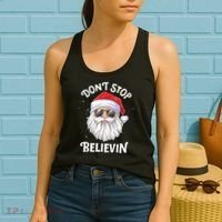 Dont Stop Believin Santa Funny Christmas Boy Kids Gifts Women's Tank Top thumb 2