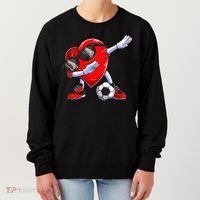 Dabbing Soccer Ball Heart funny Valentines Day Women's Sweatshirt thumb 0