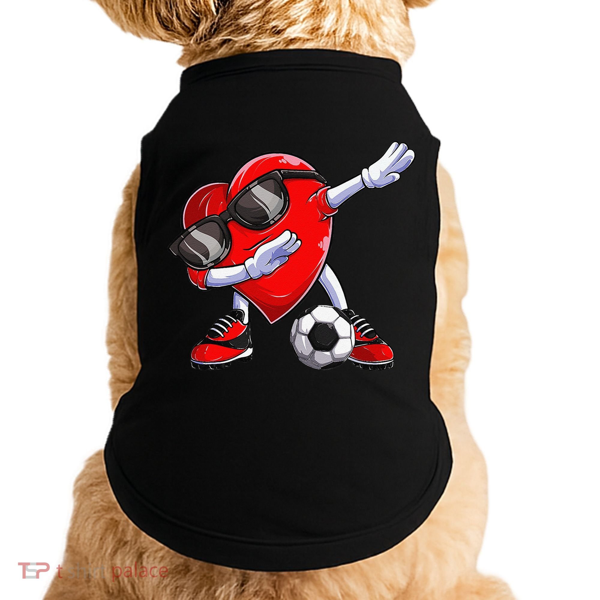 Dabbing Soccer Ball Heart funny Valentines Day Doggie Tank