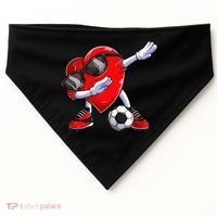 Dabbing Soccer Ball Heart funny Valentines Day USA-Made Doggie Bandana thumb 0
