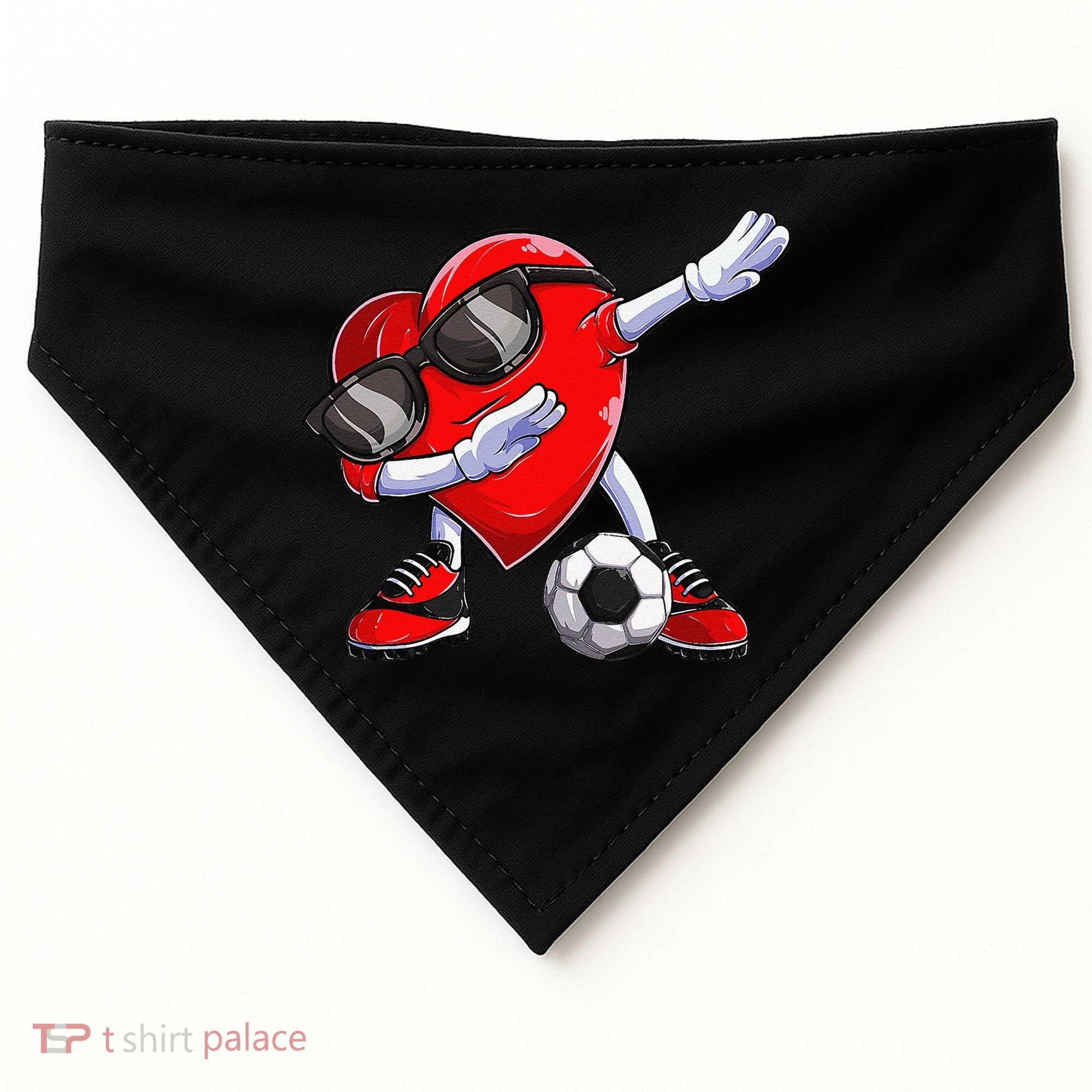 Dabbing Soccer Ball Heart funny Valentines Day USA-Made Doggie Bandana