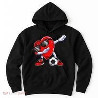 Dabbing Soccer Ball Heart funny Valentines Day Hoodie thumb 0