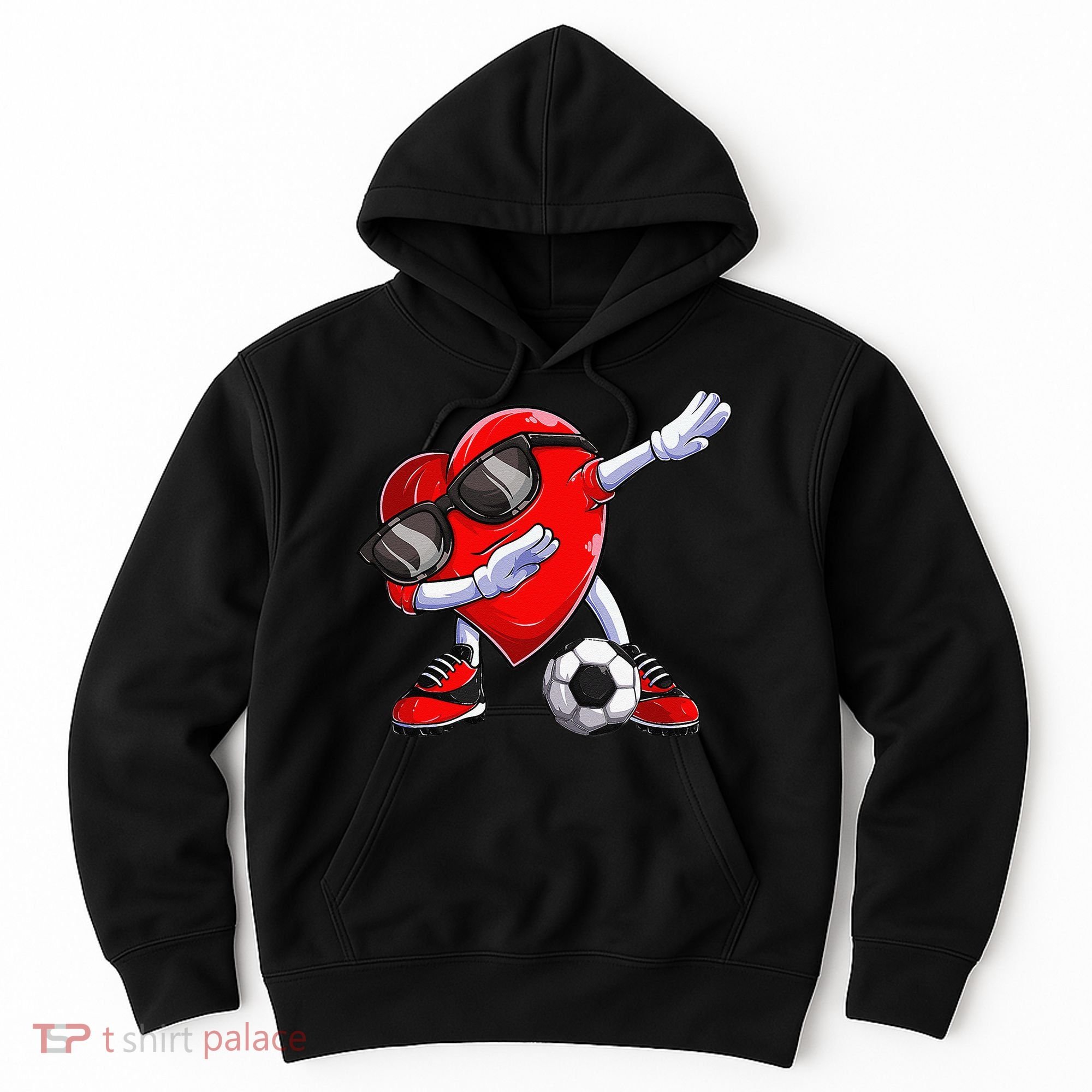 Dabbing Soccer Ball Heart funny Valentines Day Hoodie
